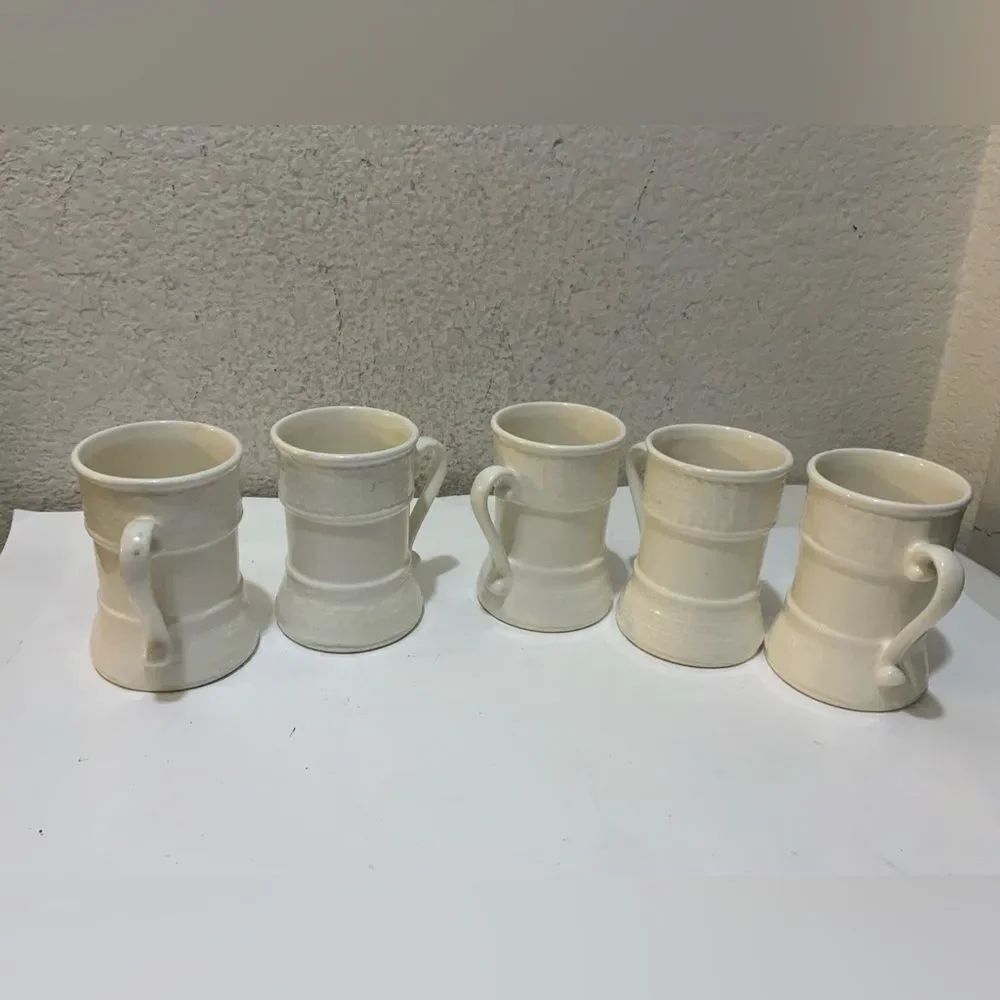 5 Vintage White  Glass  Coffee Mug Japan